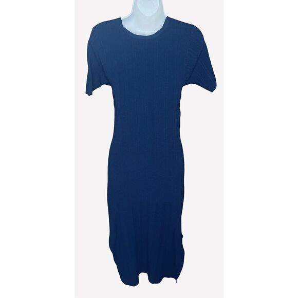 Frame Twist-Front Ribbed Stretch-Knit Midi Dress in Navy NWOT Size Small - Picture 7 of 10